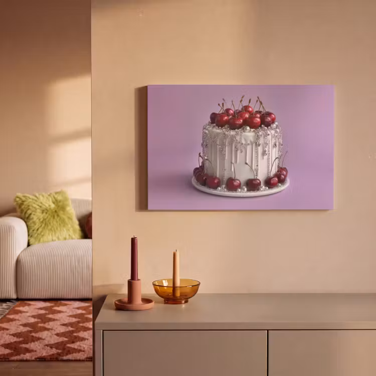 Canvas schilderij - Taart - Kersen - Juwelen - Rood — 2