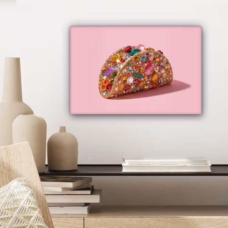 Canvas schilderij - Taco - Kleurrijk - Edelstenen - Goud — 5