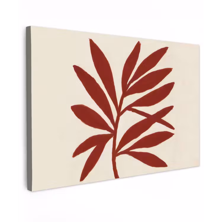 Canvas schilderij - Tak - Bladeren - Rood — 1