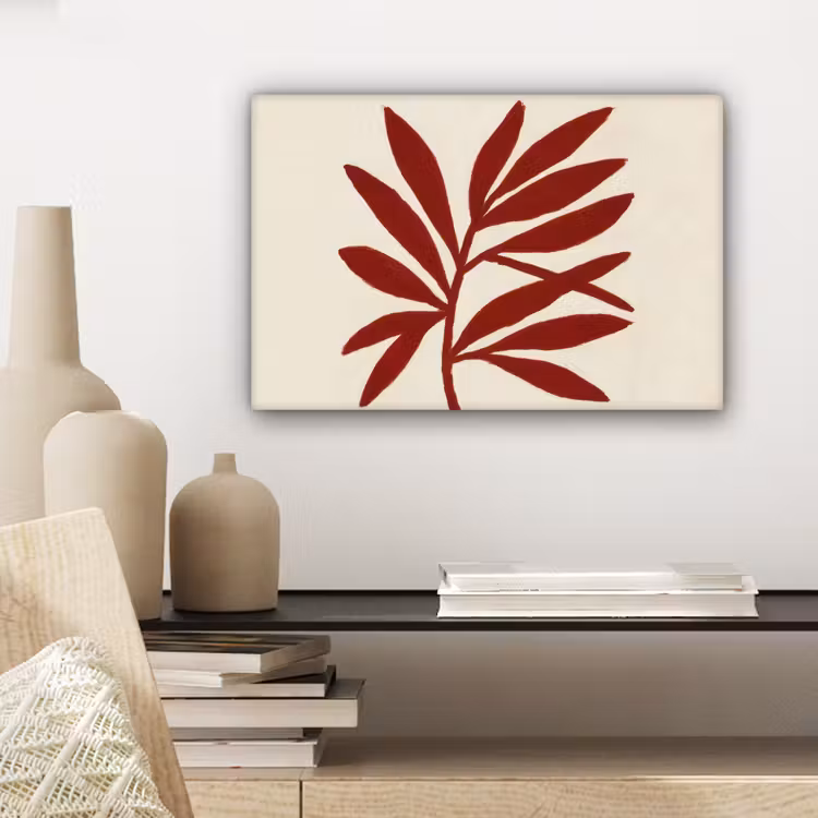Canvas schilderij - Tak - Bladeren - Rood — 5