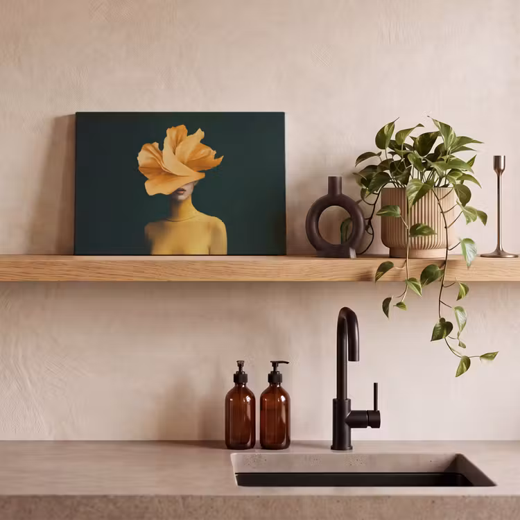 Canvas schilderij - Vrouw - Hoed - Geel — 3