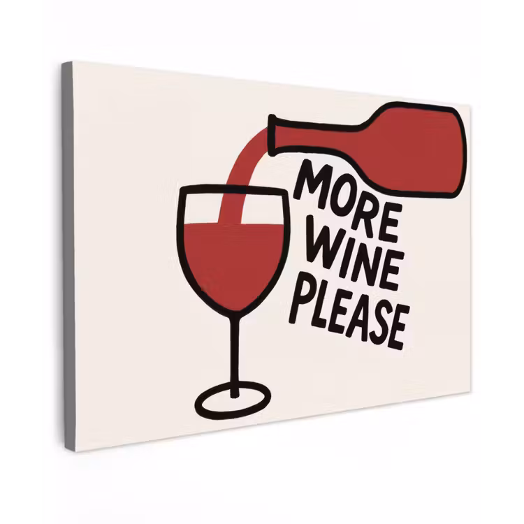 Canvas schilderij - Wijnfles - Quote - Rood - Glas — 1
