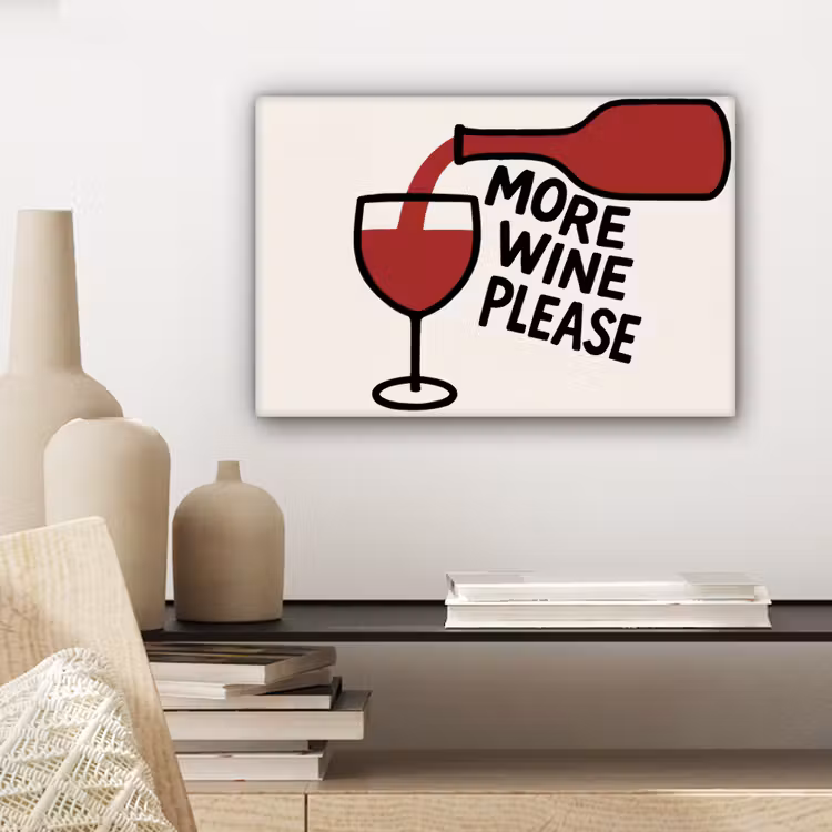 Canvas schilderij - Wijnfles - Quote - Rood - Glas — 5