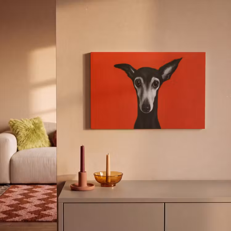 Canvas schilderij - Windhond - Minimalistisch - Rood — 2