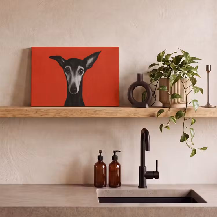 Canvas schilderij - Windhond - Minimalistisch - Rood — 3