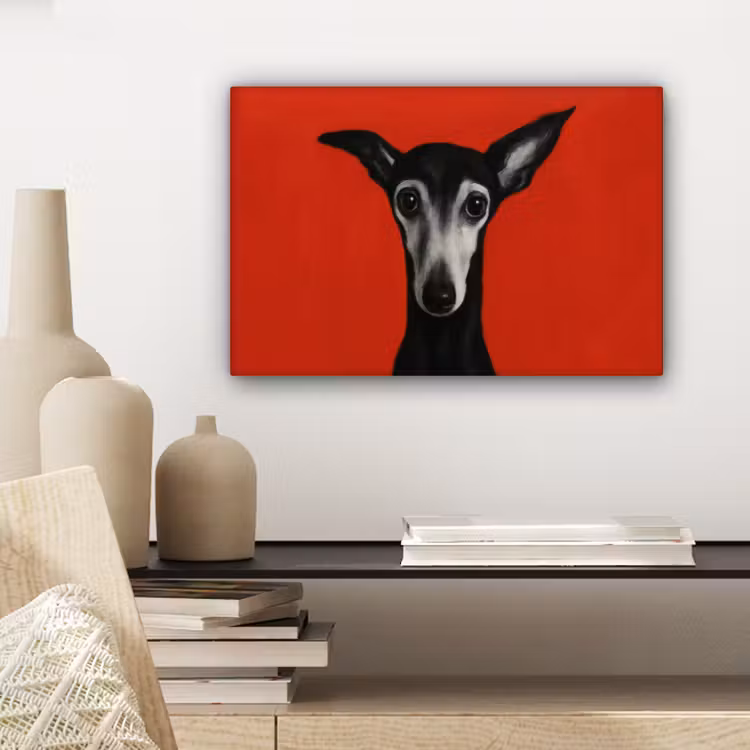 Canvas schilderij - Windhond - Minimalistisch - Rood — 5