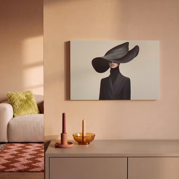 Canvas schilderij - Zwart - Vrouw - Hoed — 2