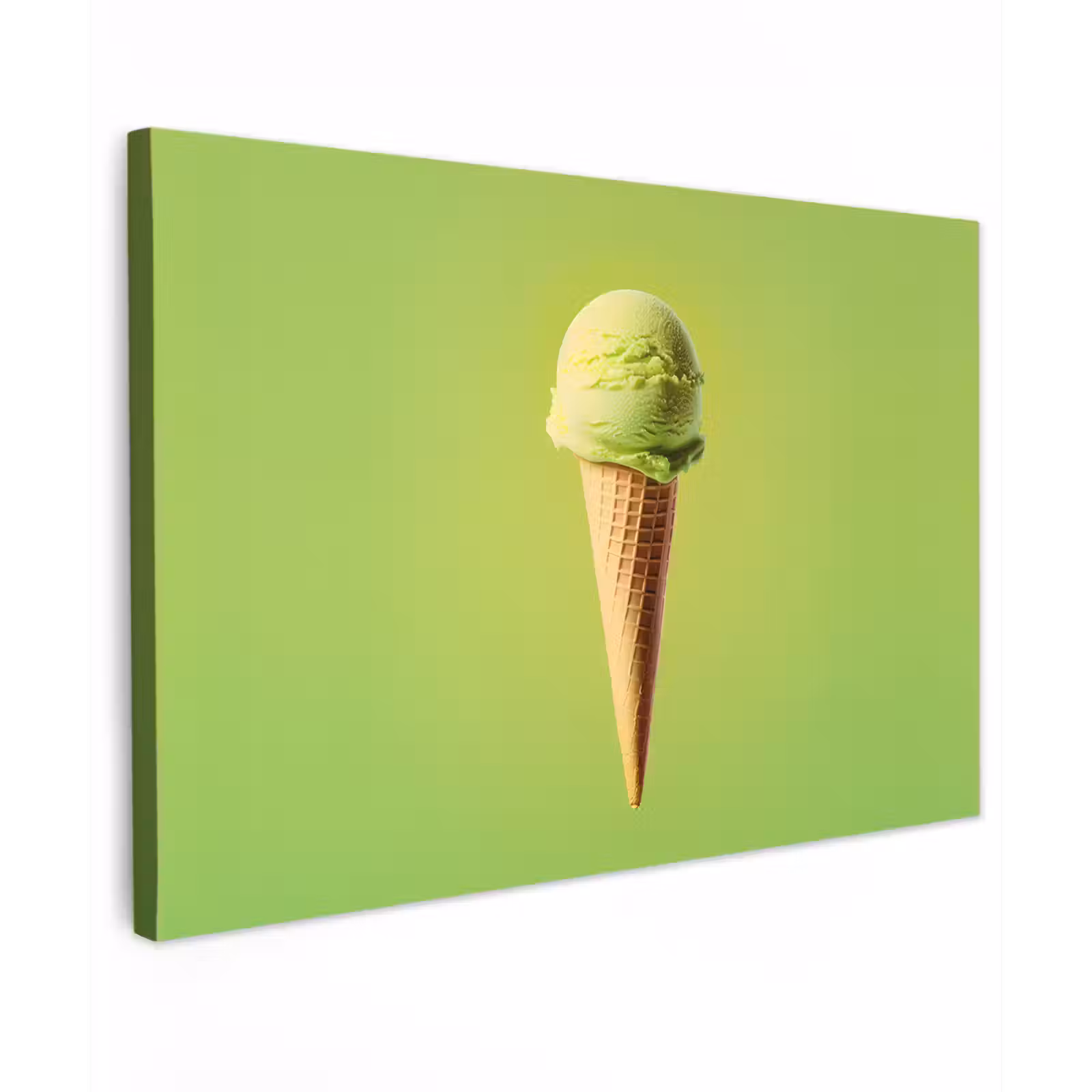 Canvas schilderij - Hoorntje - Schepijs - Groen — 1