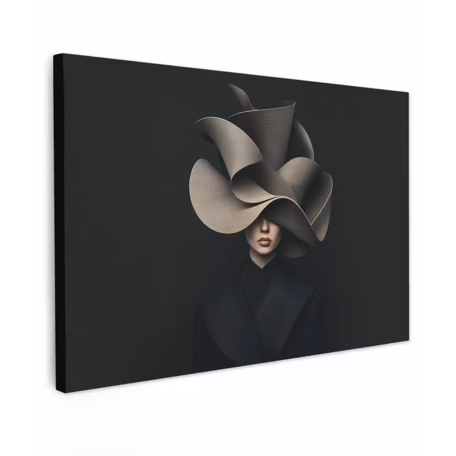 Canvas schilderij - Zwarte - Hoed - Vrouw — 1