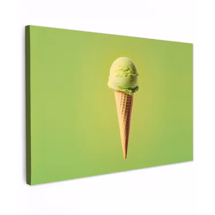 Canvas schilderij - Hoorntje - Schepijs - Groen — 1
