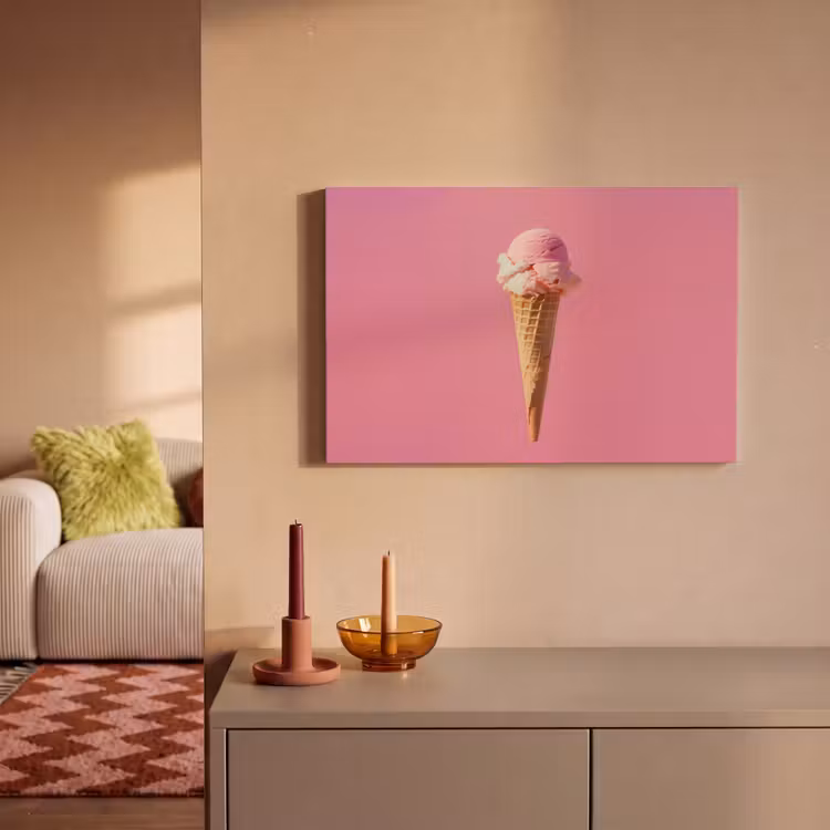 Canvas schilderij - Hoorntje - Schepijs - Roze — 2