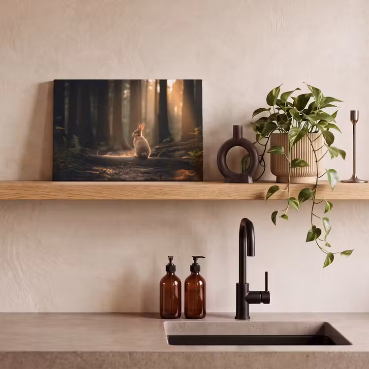 Canvas schilderij - Konijn - Bos - Zonnestralen — 3