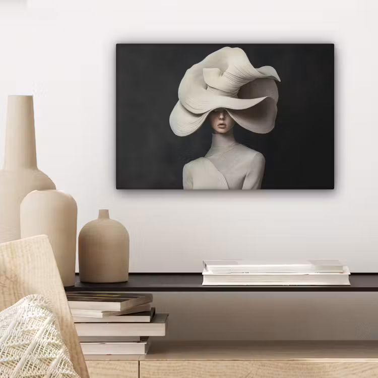 Canvas schilderij - Modern - Vrouw - Hoed — 5