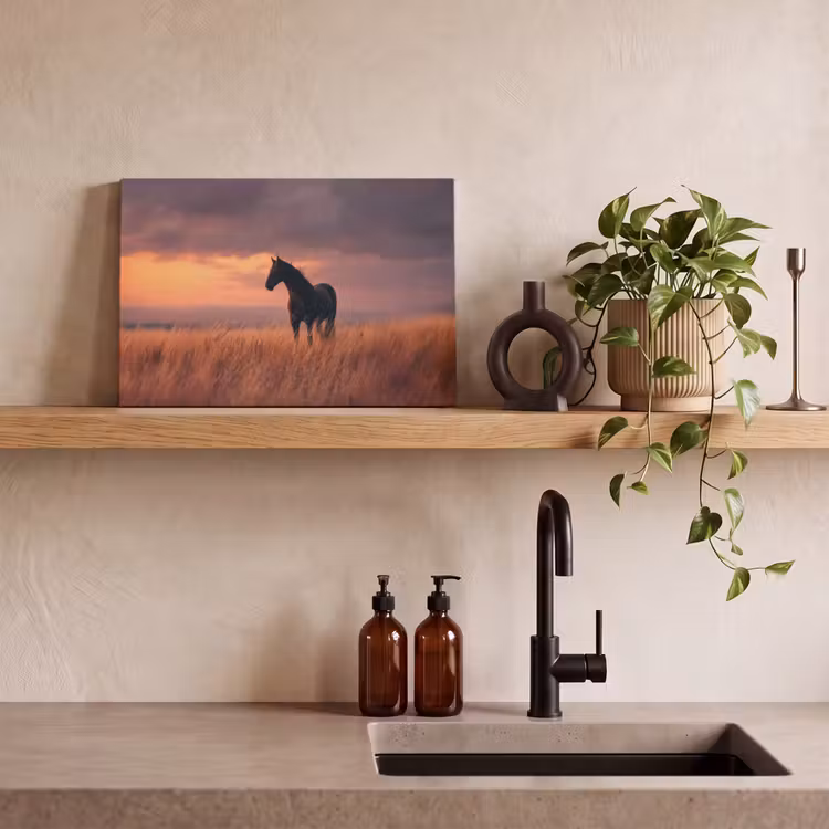 Canvas schilderij - Paard - Wolken - Open veld — 3