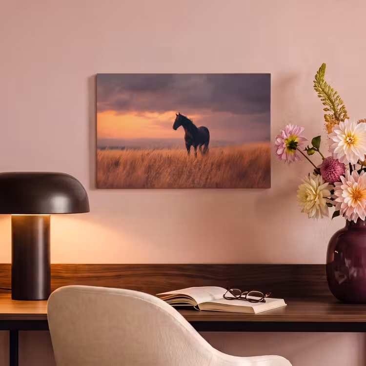 Canvas schilderij - Paard - Wolken - Open veld — 4