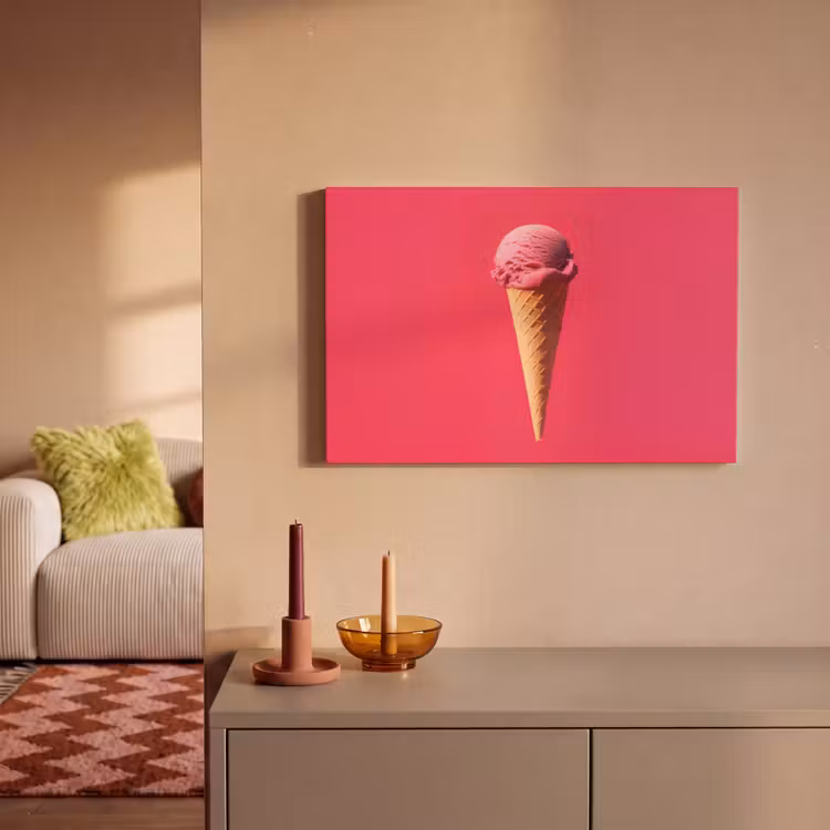 Canvas schilderij - Schepijs - Roze - Hoorntje — 2