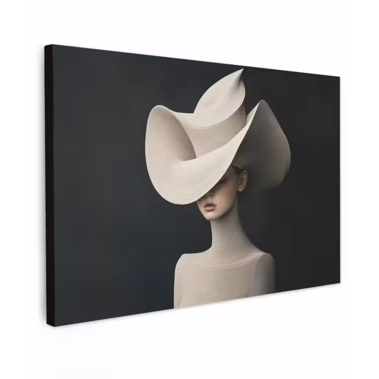 Canvas schilderij - Vrouw - Golvende - Hoed — 1
