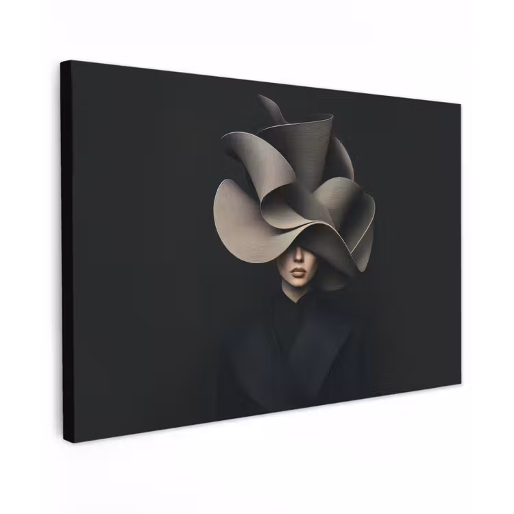 Canvas schilderij - Zwarte - Hoed - Vrouw — 1
