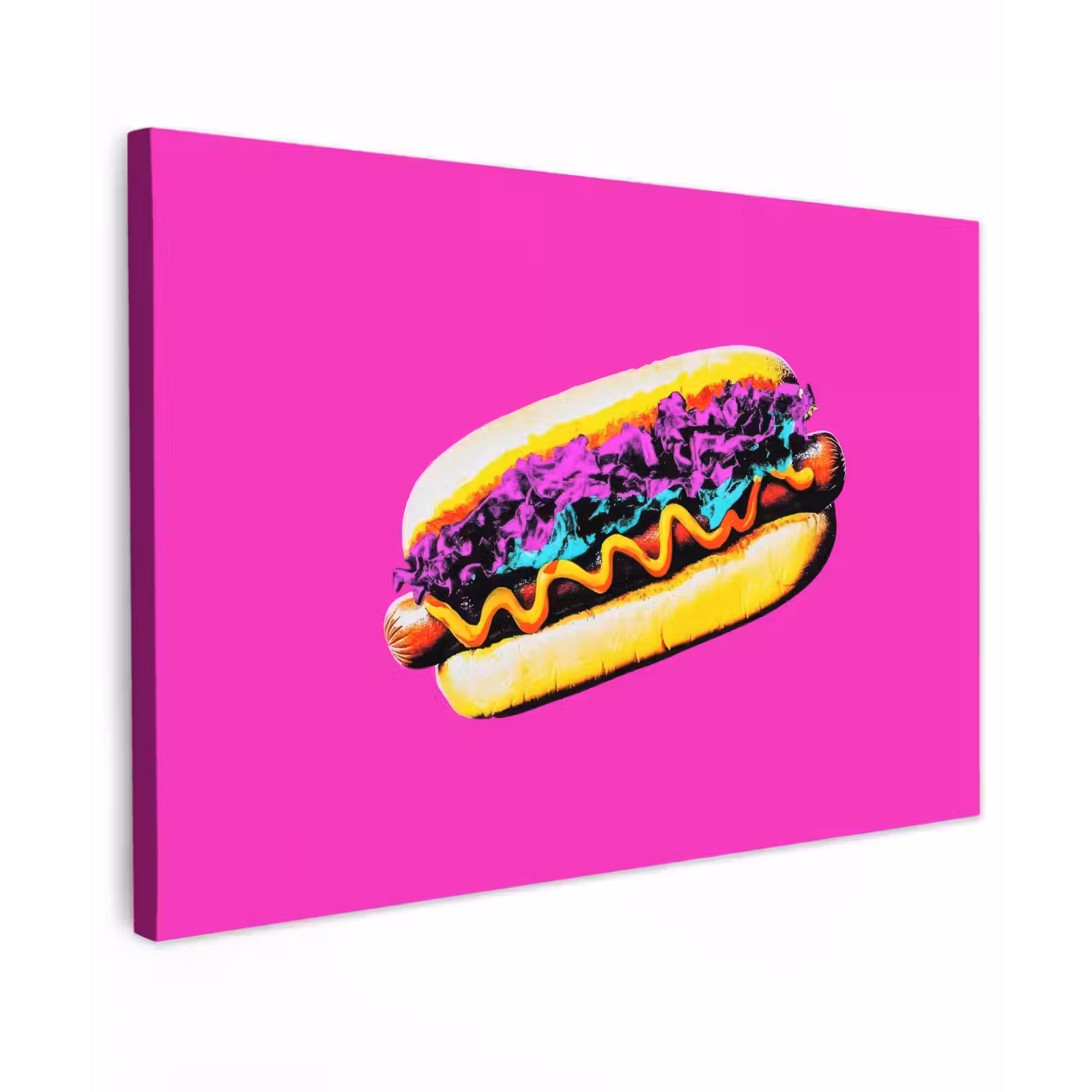 Canvas schilderij - Hotdog - Roze - Retro — 1