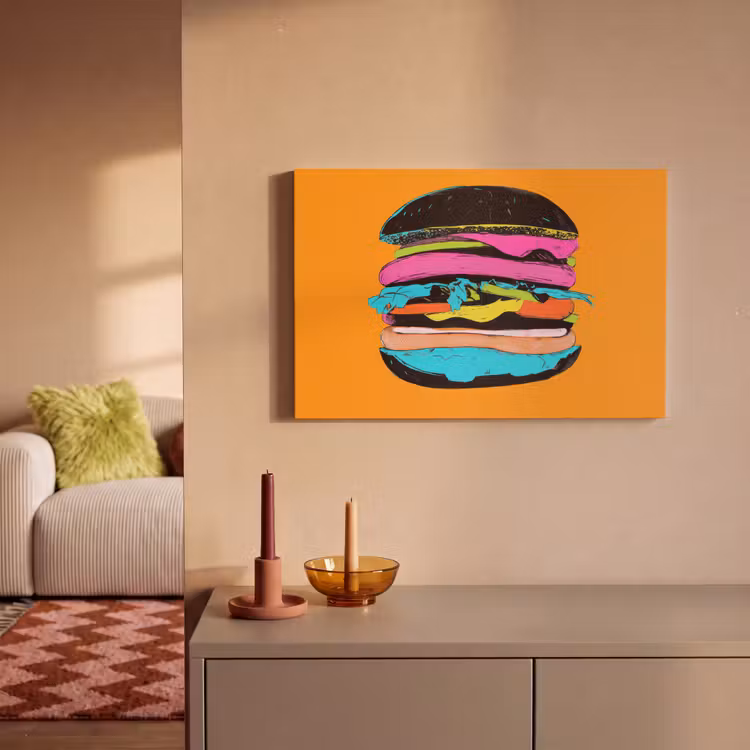 Canvas schilderij - Hamburger - Kleurrijk - Speels — 2