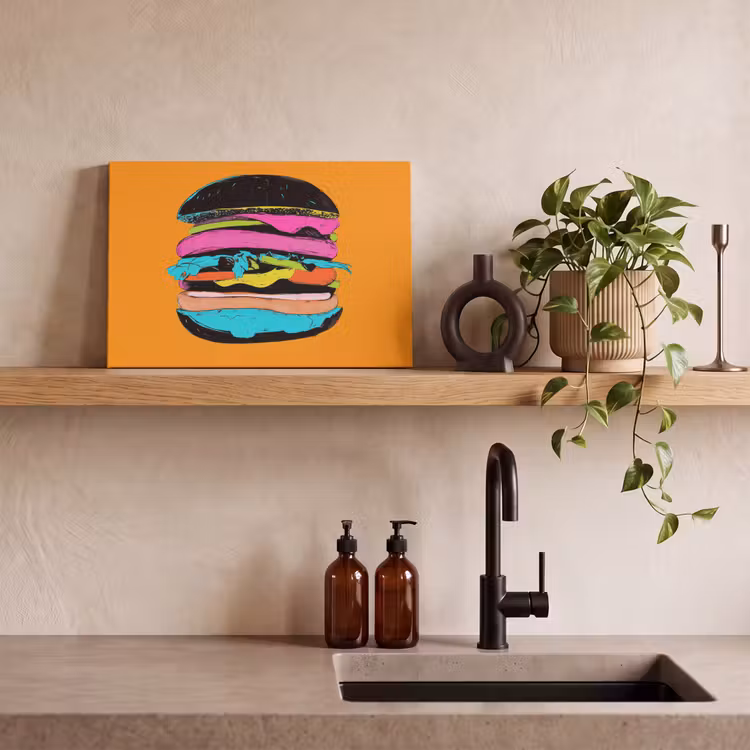 Canvas schilderij - Hamburger - Kleurrijk - Speels — 3