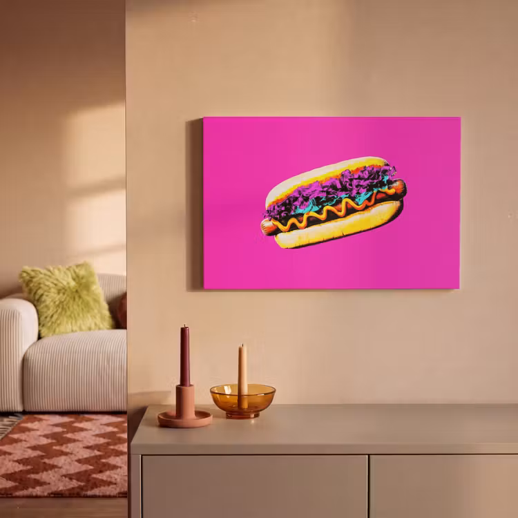 Canvas schilderij - Hotdog - Roze - Retro — 2