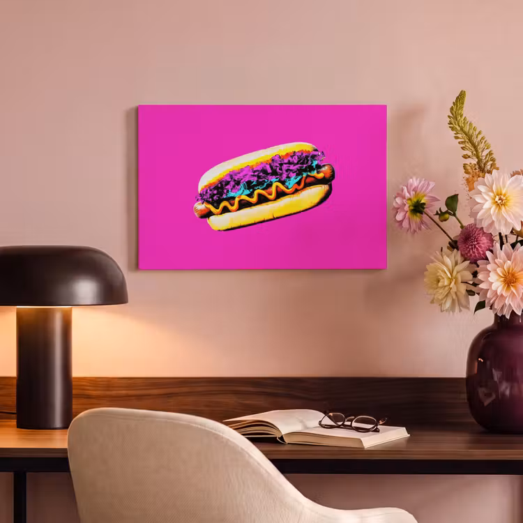 Canvas schilderij - Hotdog - Roze - Retro — 4