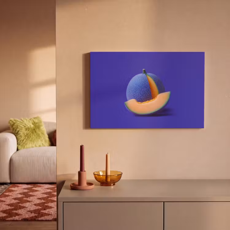 Canvas schilderij - Meloen - Blauw - Oranje - Kunstzinnig — 2