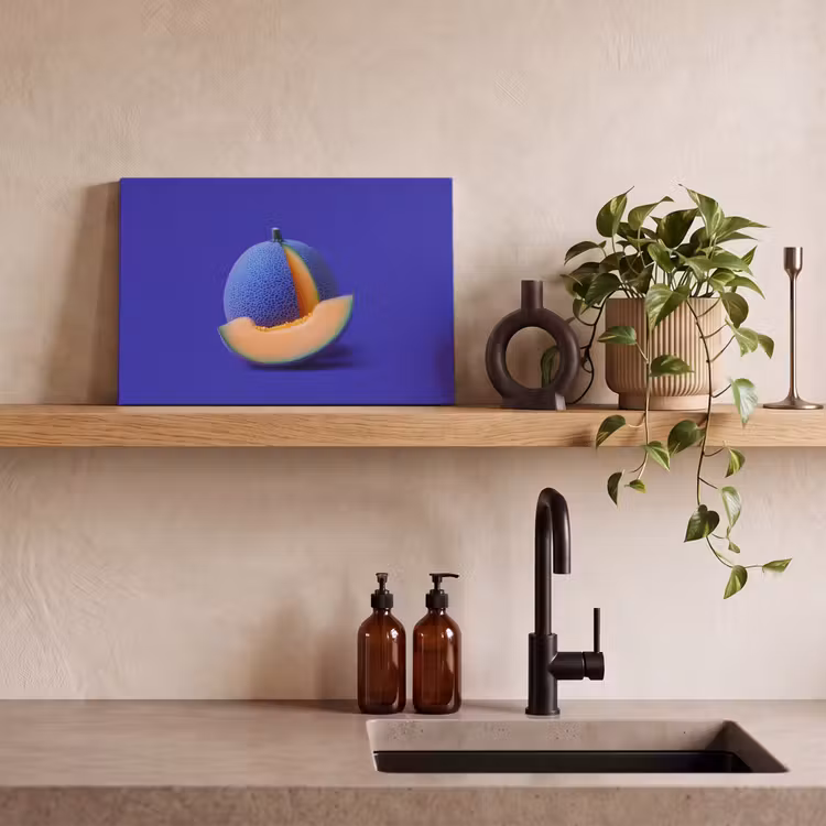 Canvas schilderij - Meloen - Blauw - Oranje - Kunstzinnig — 3