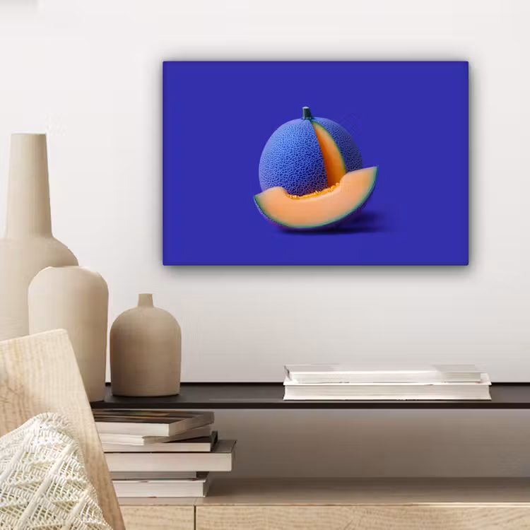 Canvas schilderij - Meloen - Blauw - Oranje - Kunstzinnig — 5