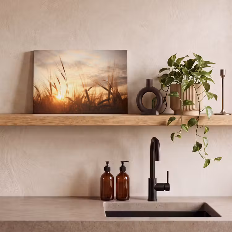 Canvas schilderij - Riet - Gras - Zonsondergang - Natuur - Horizon — 3