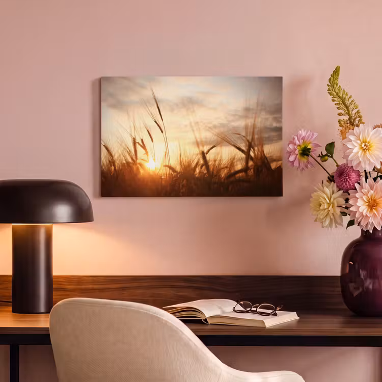 Canvas schilderij - Riet - Gras - Zonsondergang - Natuur - Horizon — 4