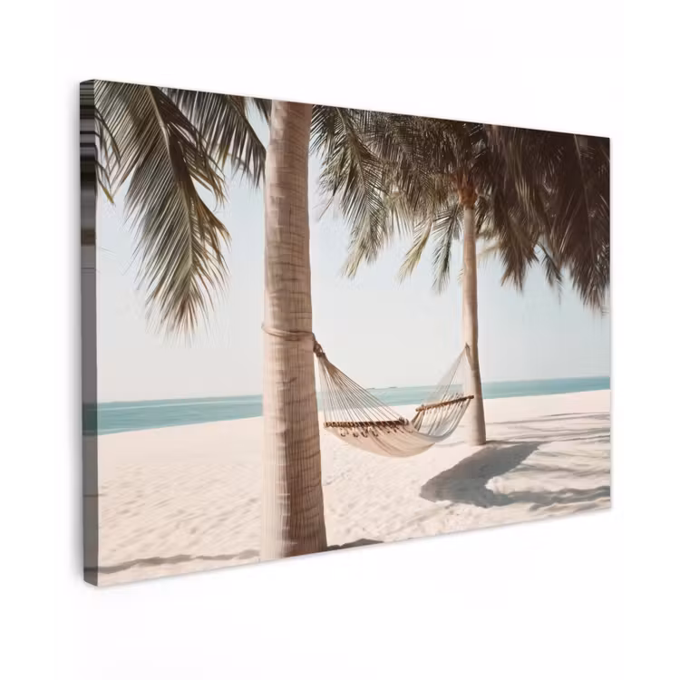Canvas schilderij - Hangmat - Palmbomen - Strand - Zee — 1