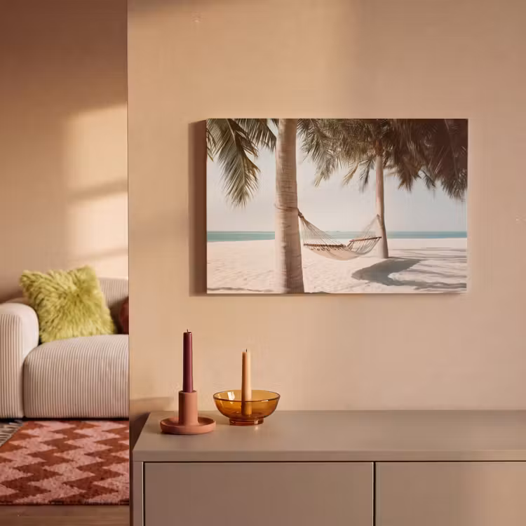 Canvas schilderij - Hangmat - Palmbomen - Strand - Zee — 2