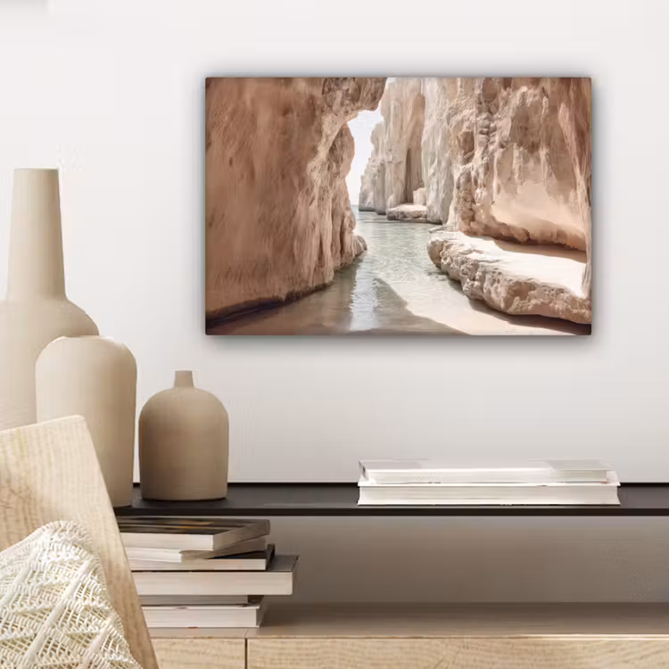 Canvas schilderij - Rotsen - Zee - Zand - Kloof — 5