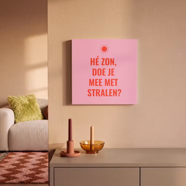 Canvas schilderij - Roze - Zon - Quote — 1