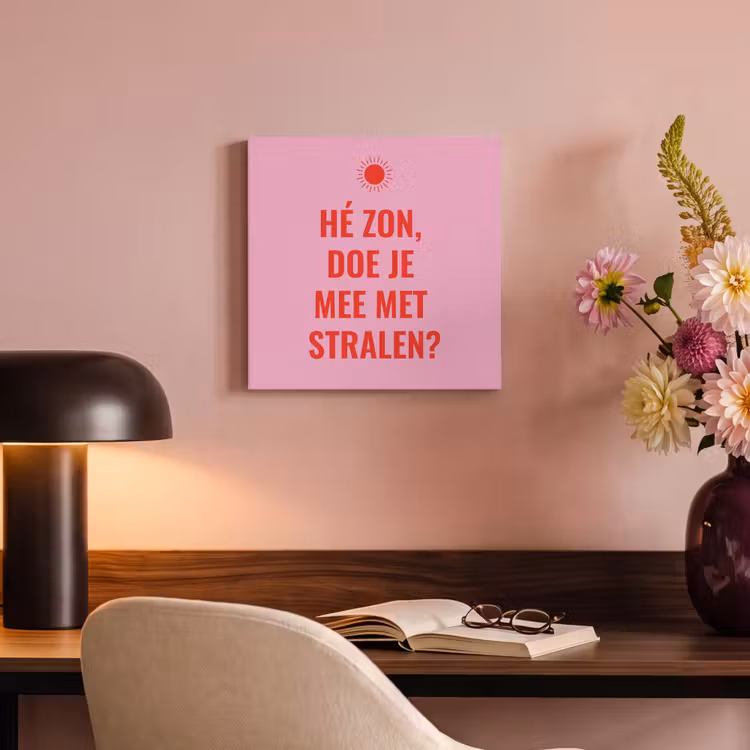 Canvas schilderij - Roze - Zon - Quote — 2