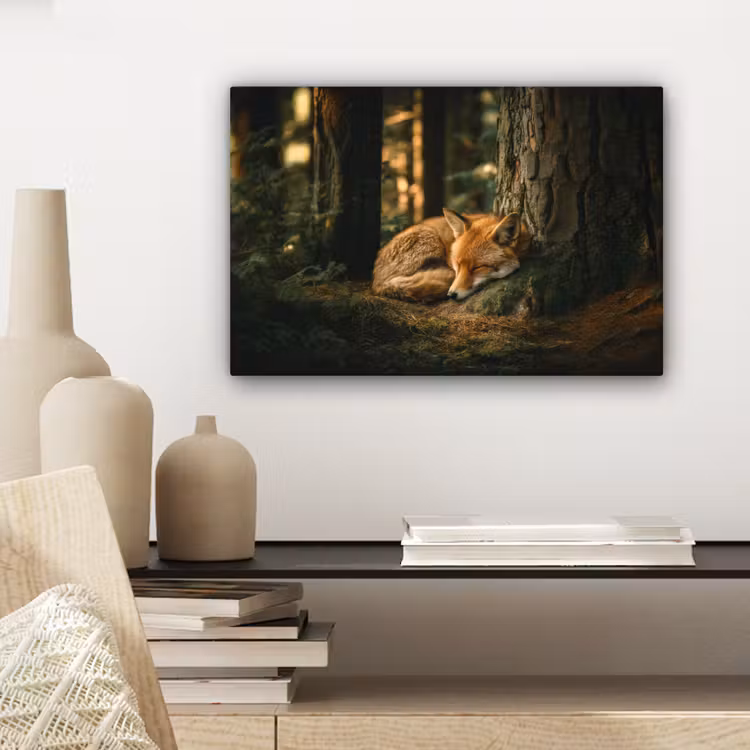 Canvas schilderij - Vos - Bos - Slapen — 5