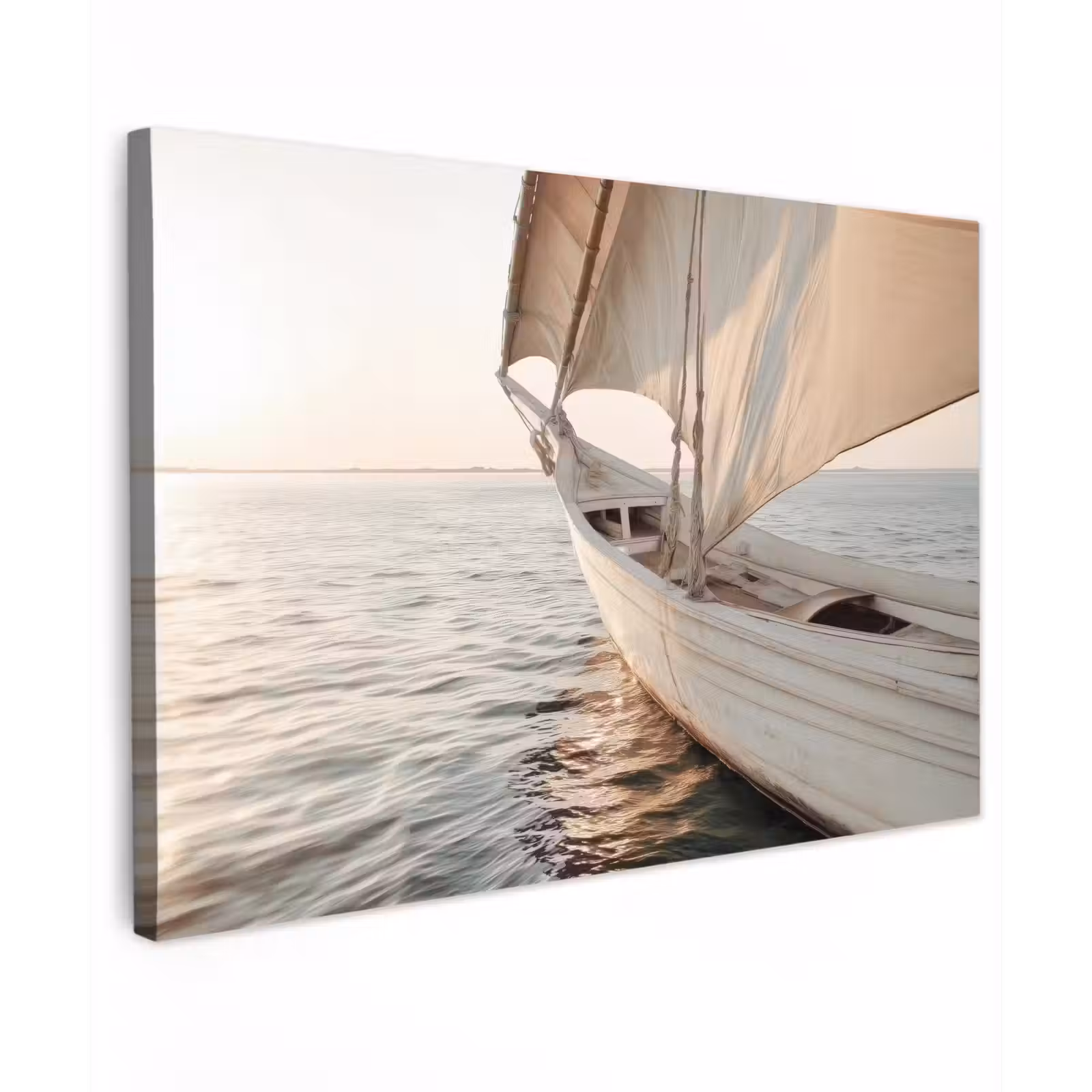 Canvas schilderij - Zeilboot - Zee - Beige - Zon — 1