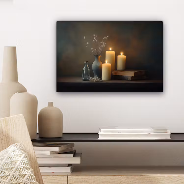 Canvas schilderij - Kaarsen - Stilleven - Rustiek - Boeken — 5
