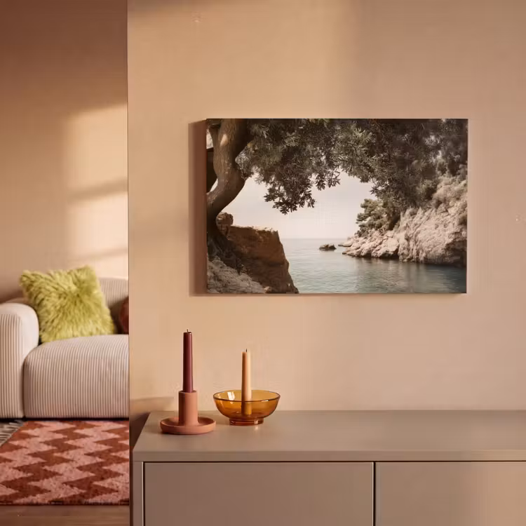 Canvas schilderij - Rotsen - Zee - Boom - Groen — 2