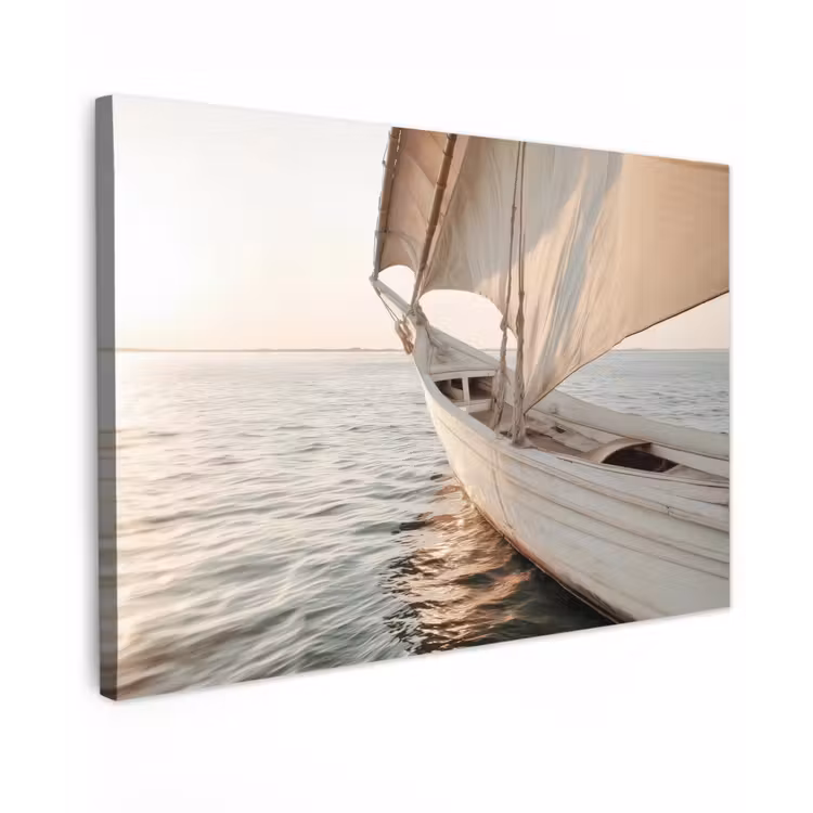 Canvas schilderij - Zeilboot - Zee - Beige - Zon — 1