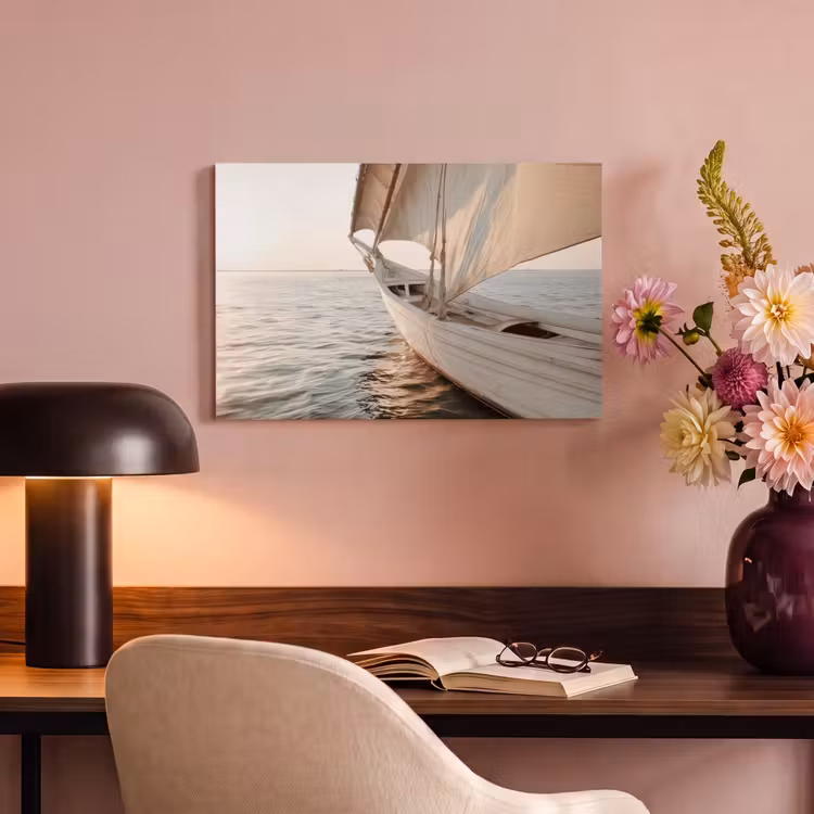 Canvas schilderij - Zeilboot - Zee - Beige - Zon — 4