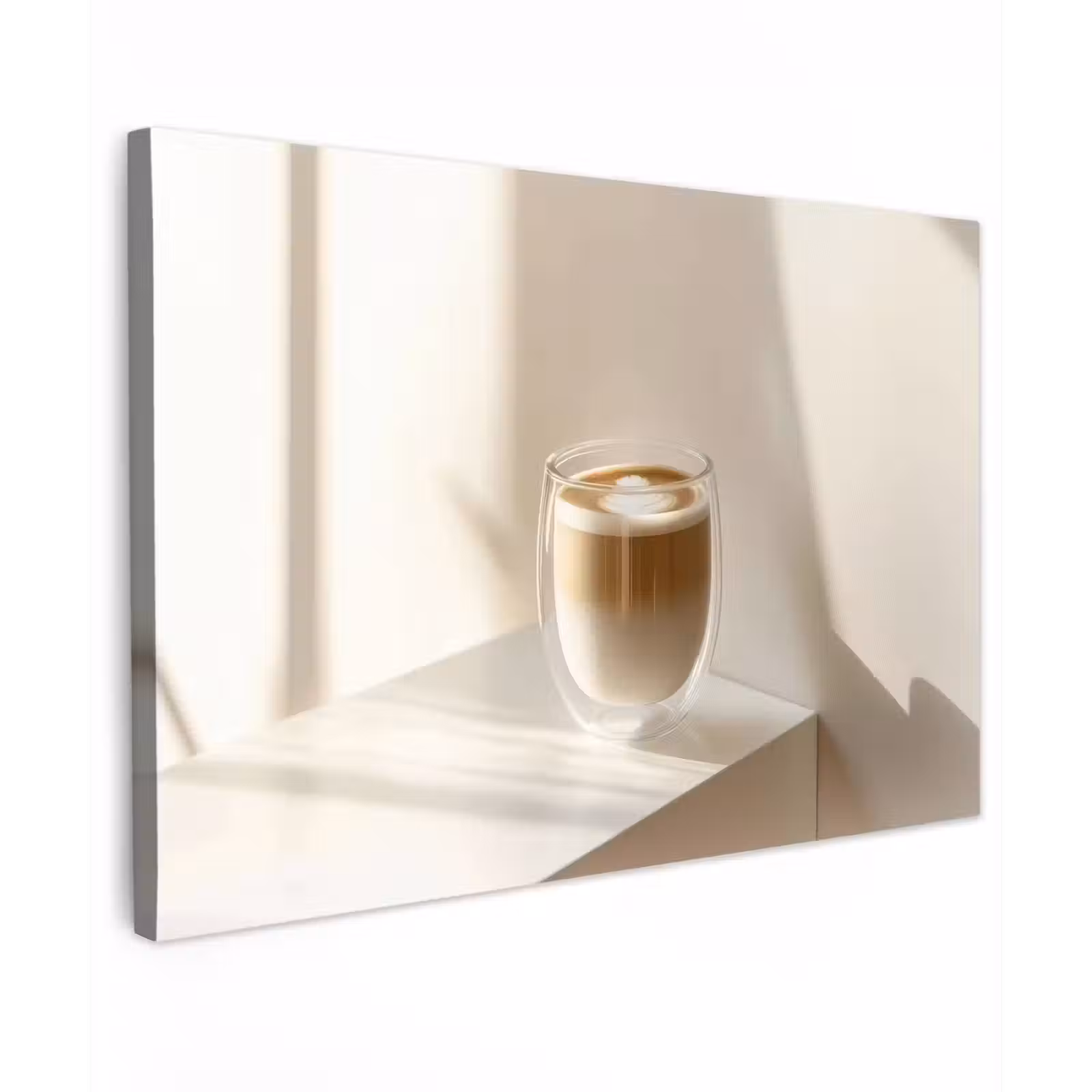 Canvas schilderij - Mok - Latte - Minimalistisch - Schaduw — 1
