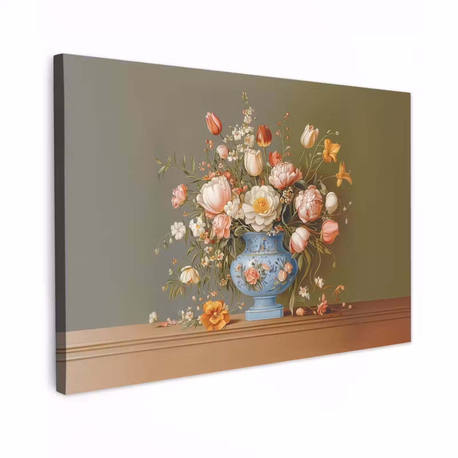 Canvas schilderij - Neutral - Bloemen - Boeket - Vaas — 1