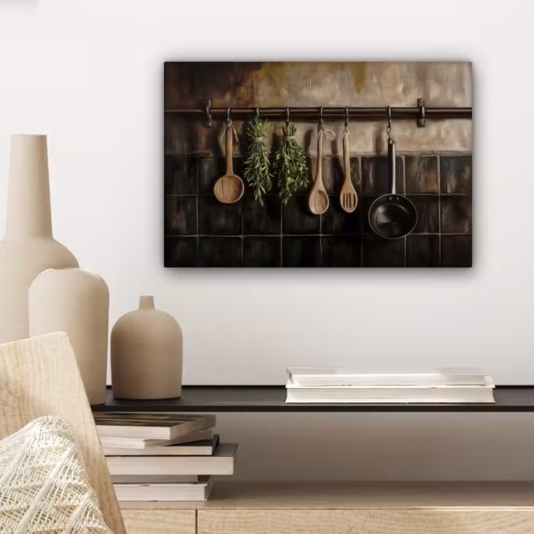 Canvas schilderij - Keukengerei - Rustiek - Tegels - Kruiden — 5