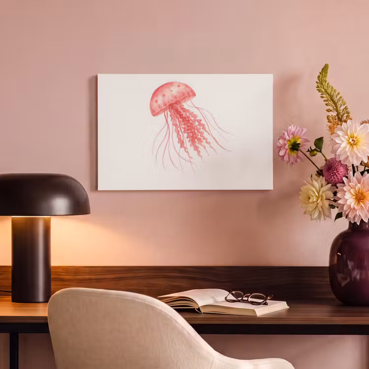 Canvas schilderij - Kwal - Tentakels - Roze — 4