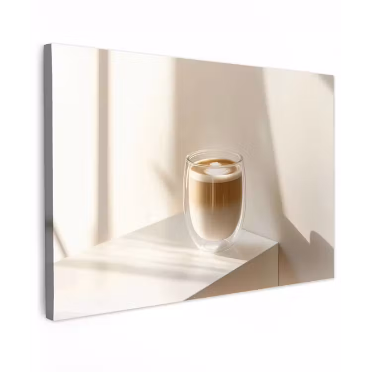 Canvas schilderij - Mok - Latte - Minimalistisch - Schaduw — 1
