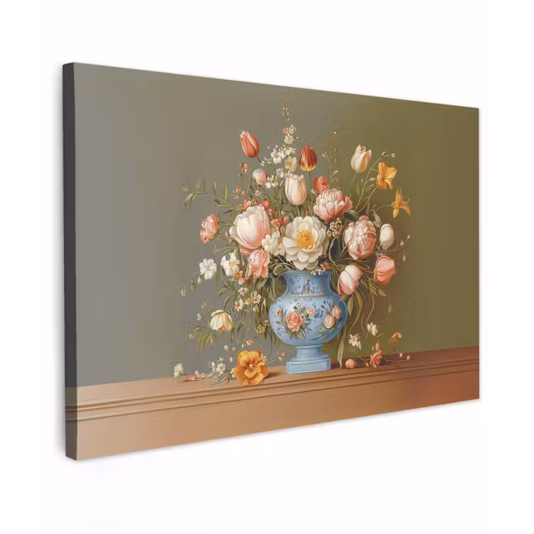 Canvas schilderij - Neutral - Bloemen - Boeket - Vaas — 1