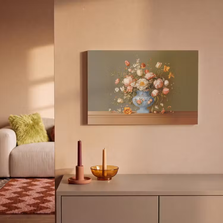 Canvas schilderij - Neutral - Bloemen - Boeket - Vaas — 2
